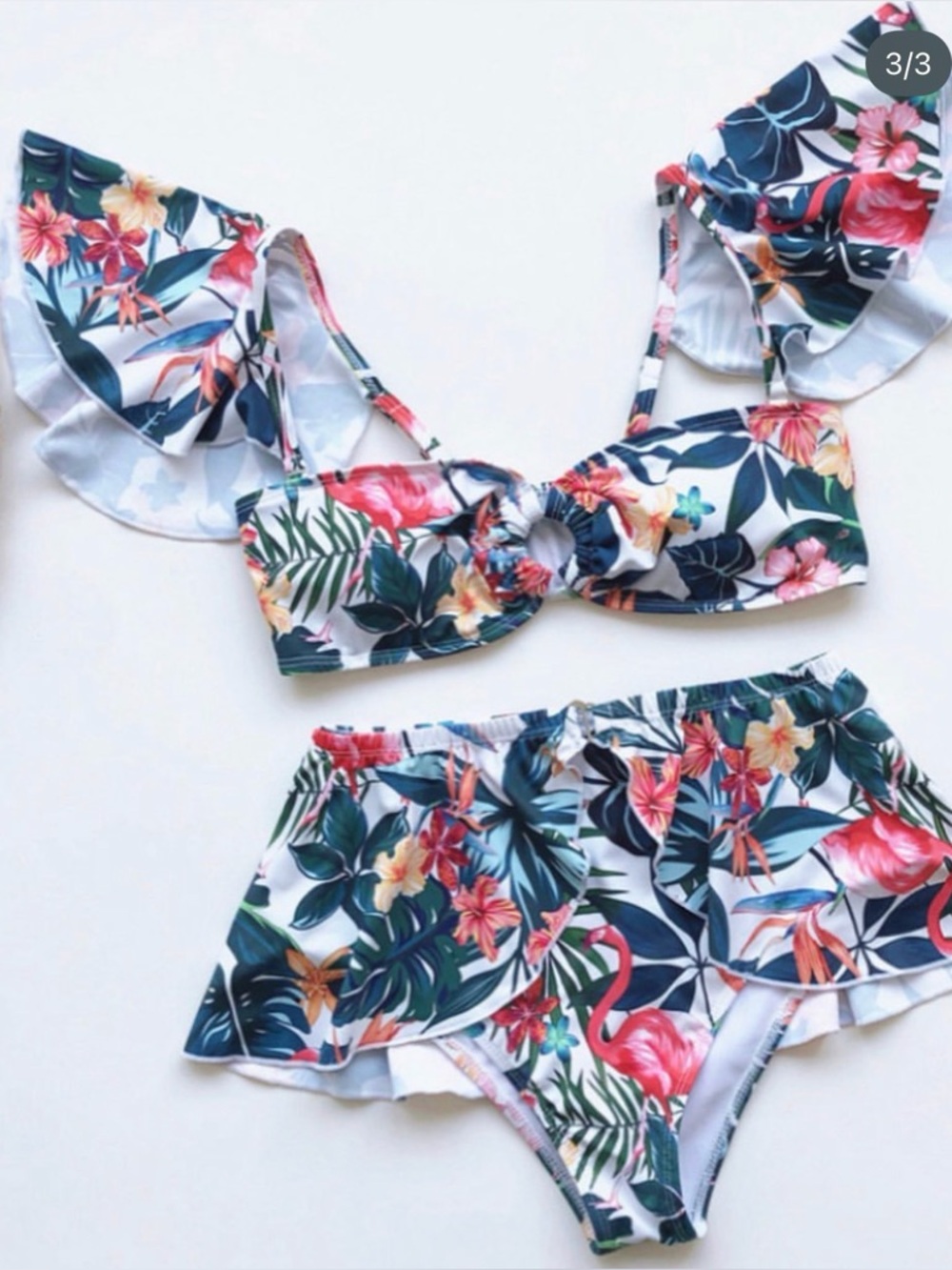 Floral bathing Suit Set with Skirt